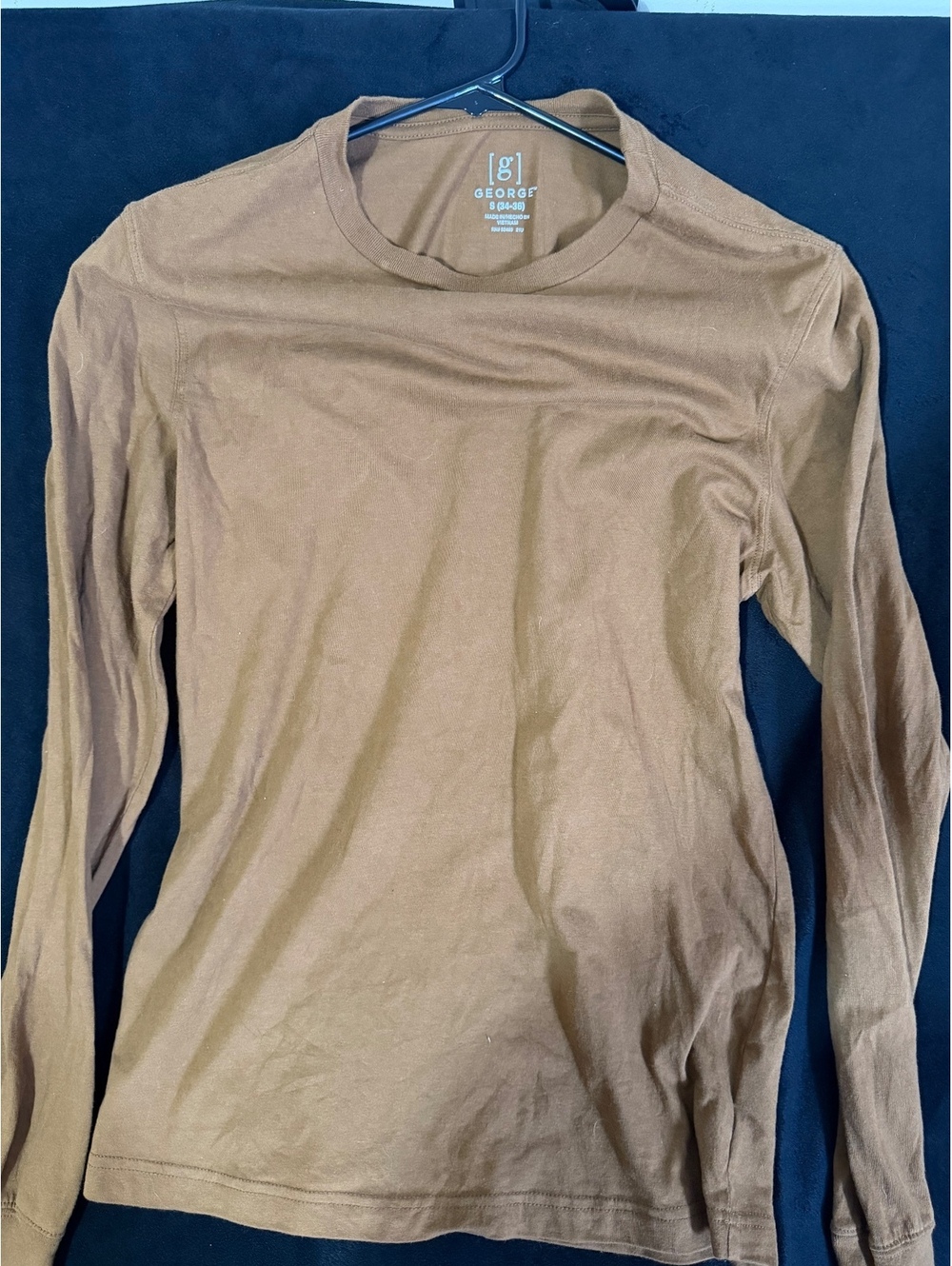 George Long Sleeve Brown Crew Neck Shirt Size Small